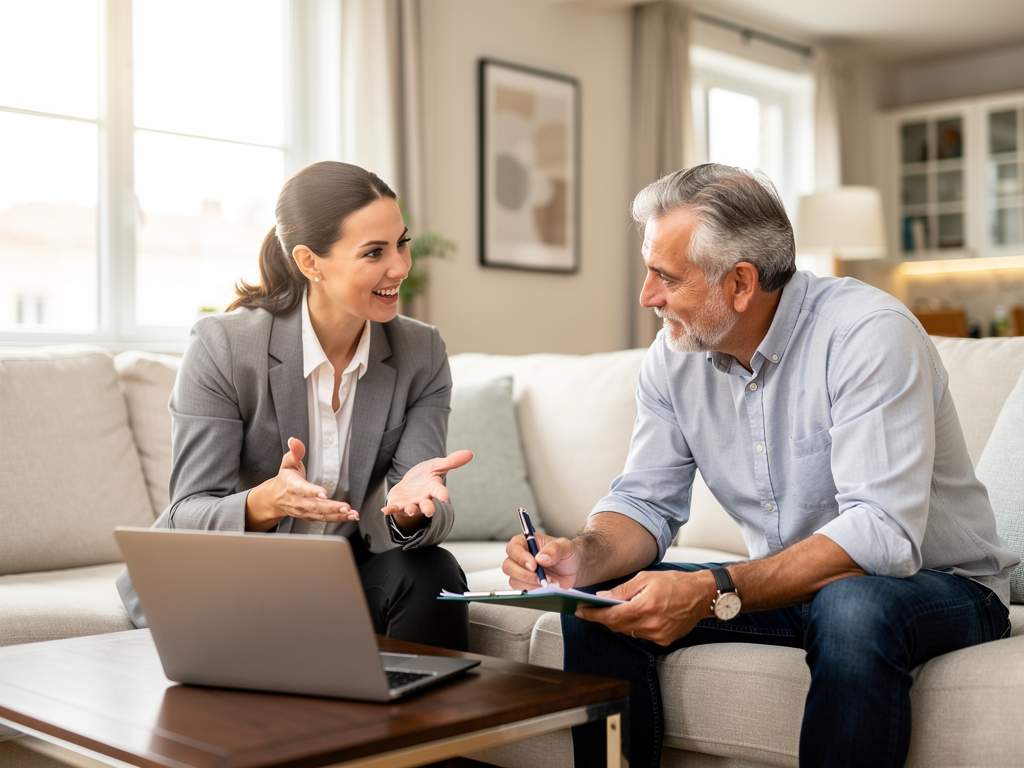 professional property manager meeting with landlord