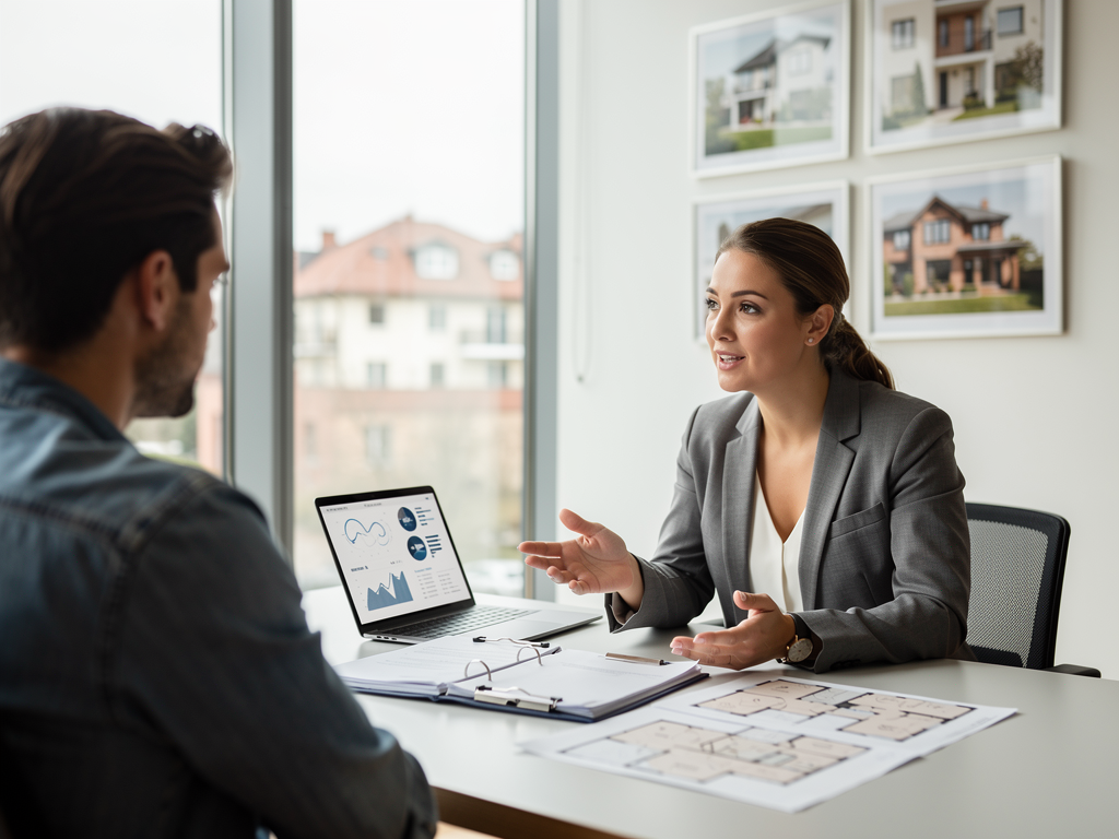 professional real estate agent discussing rental options