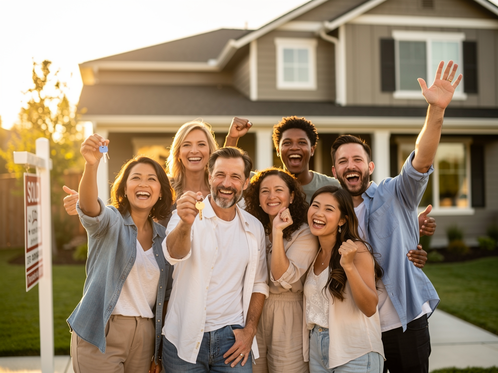 happy homeowners celebrating