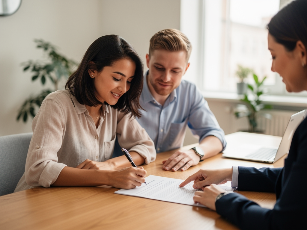 couple signing a rental agreement