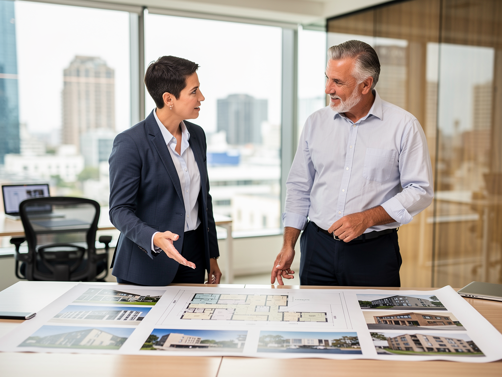 professional property manager discussing with owner