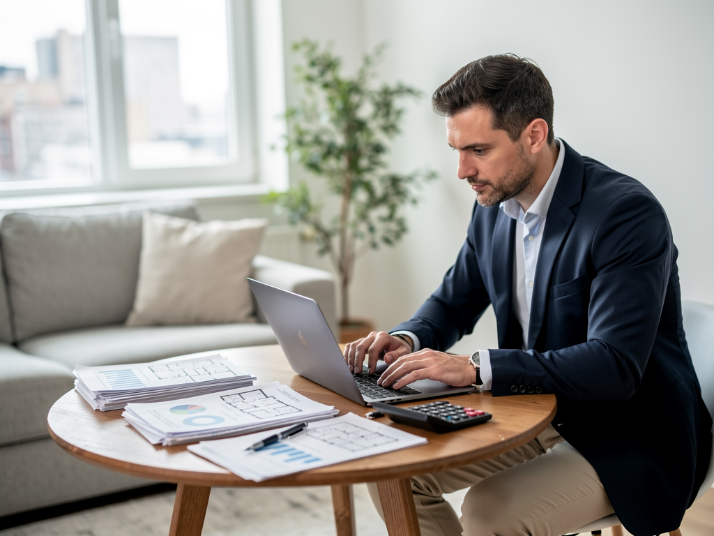 professional person analyzing rental property